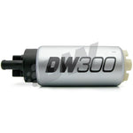 DeatschWerks DW300 340 LPH in-tank fuel pump with vehicle-specific installation kit and wiring components.