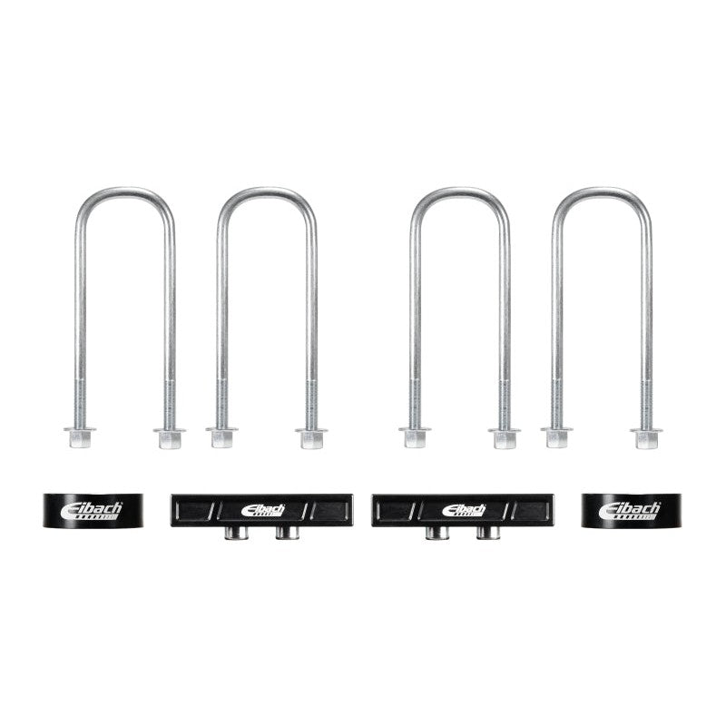 Eibach 1-inch anodized 6061-T6 billet aluminum rear lift blocks with extended steel U-bolts and hardware