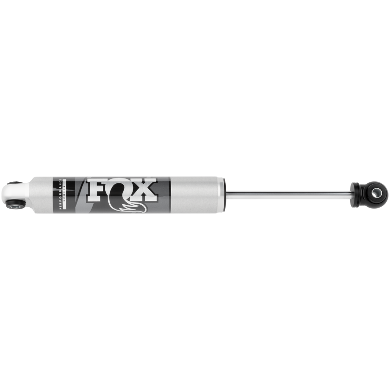 Fox Performance Series 2.0 aluminum steering stabilizer with internal floating piston and 7.43-inch travel.