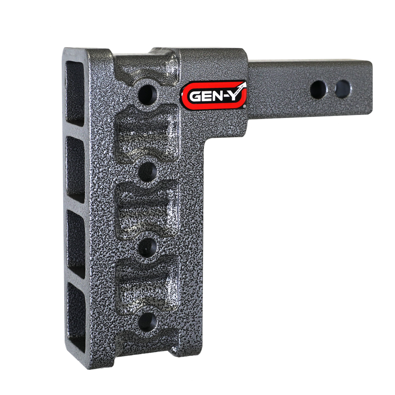 Gen-Y GH-304 Mega Duty 2-inch shank adjustable drop hitch with 7.5-inch drop and multi-slot adjustment holes.