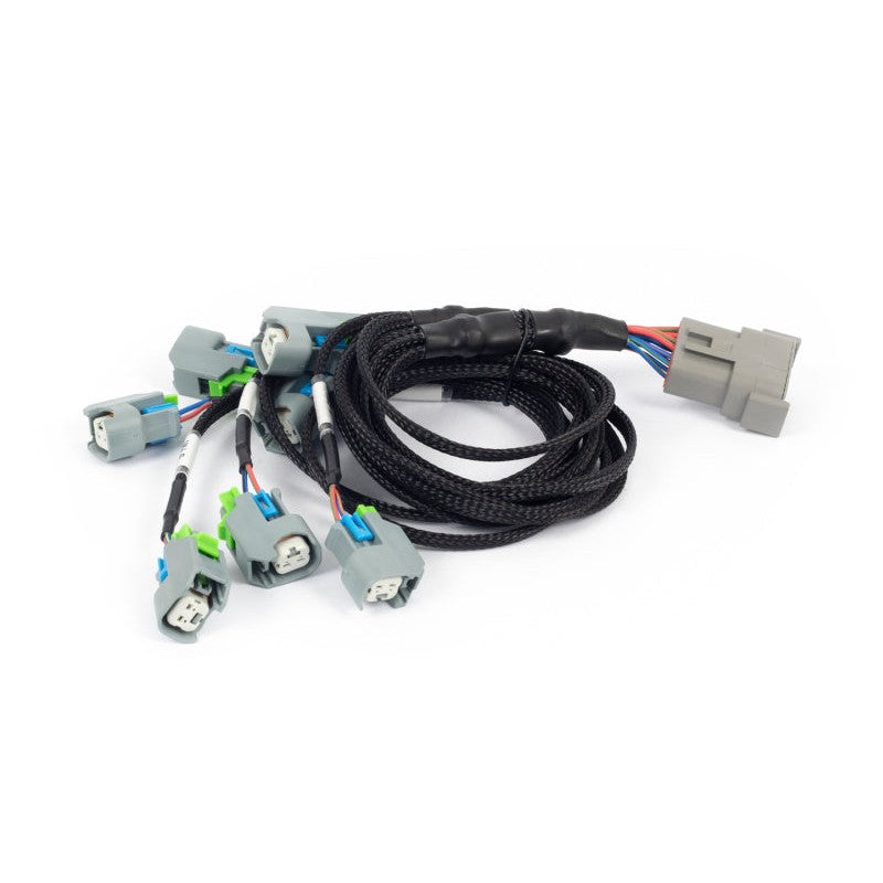 Haltech NEXUS Rebel LS sub-harness with eight EV6 USCAR fuel injector connectors and main VCU interface plug.
