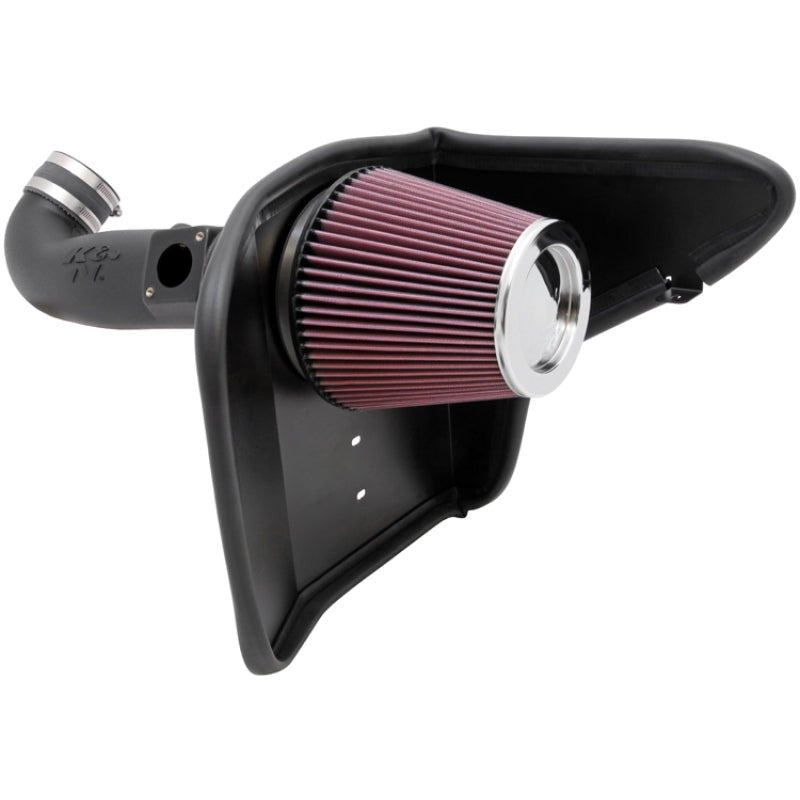 K&N 63-3075 AirCharger intake system with black HDPE tube and red conical air filter for 2010 Chevy Camaro 3.6L.