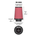 K&N RU-2800 universal round tapered air filter with 5-inch rubber flange and 7-inch height