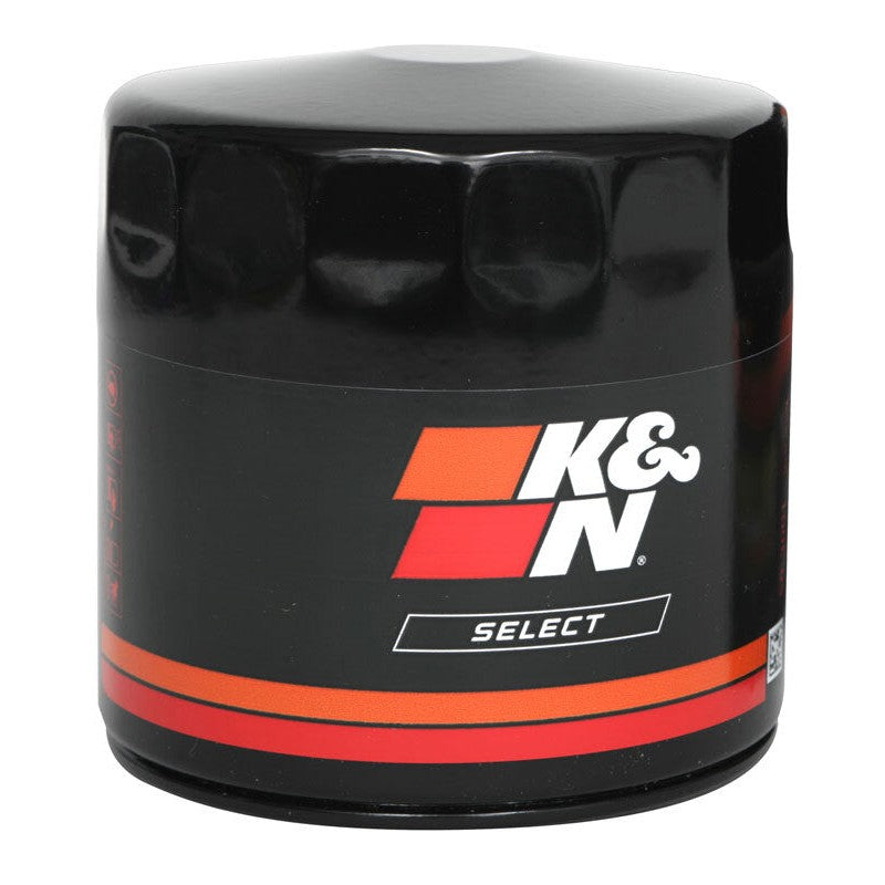 K&N Select SO-1003 spin-on oil filter showing the fluted canister design and internal mounting threads.