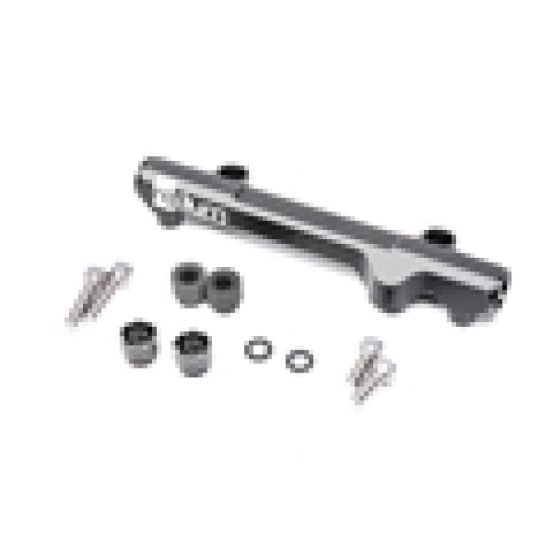 Black anodized Radium Engineering high-flow secondary fuel rail for Mazda 13B-RE engines.