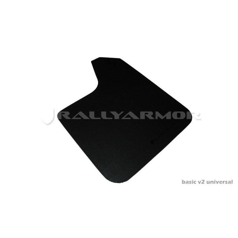 Set of four black Rally Armor Basic universal mud flaps with a black logo