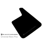 Set of four Rally Armor Basic Plus universal black mud flaps featuring black logos.