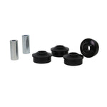 Whiteline Plus front radius rod bushing kit with black synthetic elastomer bushings and metal sleeves.