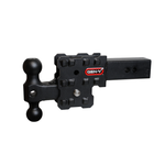 Gen-Y Phantom-X 2.5-inch solid shank adjustable drop hitch with 2-slot receiver and GH-051 dual-ball mount attachment