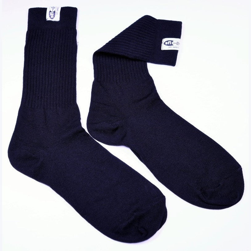Black RaceQuip SFI 3.3 rated flame retardant racing socks in size Large 10-11.