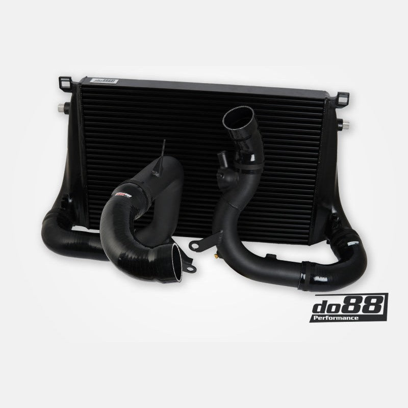 do88 BigPack aluminum intercooler with black silicone pressure hoses for VAG 2.0T EA888 Gen4 300+hp engines.
