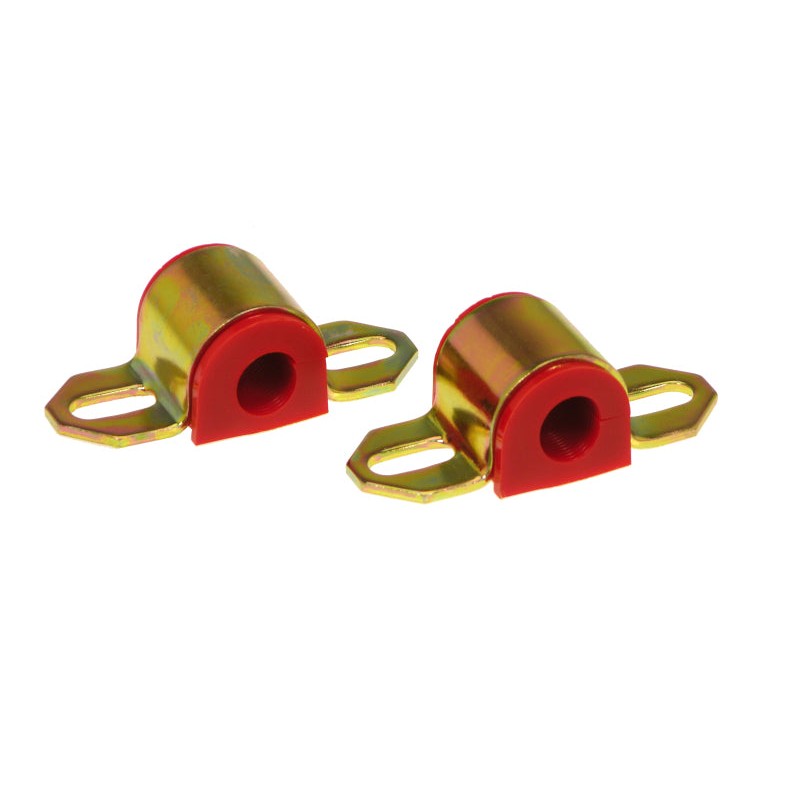 Red Prothane polyurethane 17mm sway bar bushings designed for A-style brackets