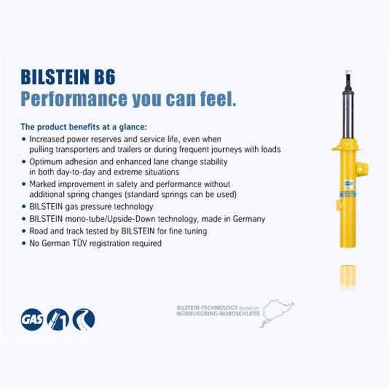 Yellow Bilstein B8 Performance Plus 46mm monotube rear shock absorber for 2000-2011 Ford Focus.