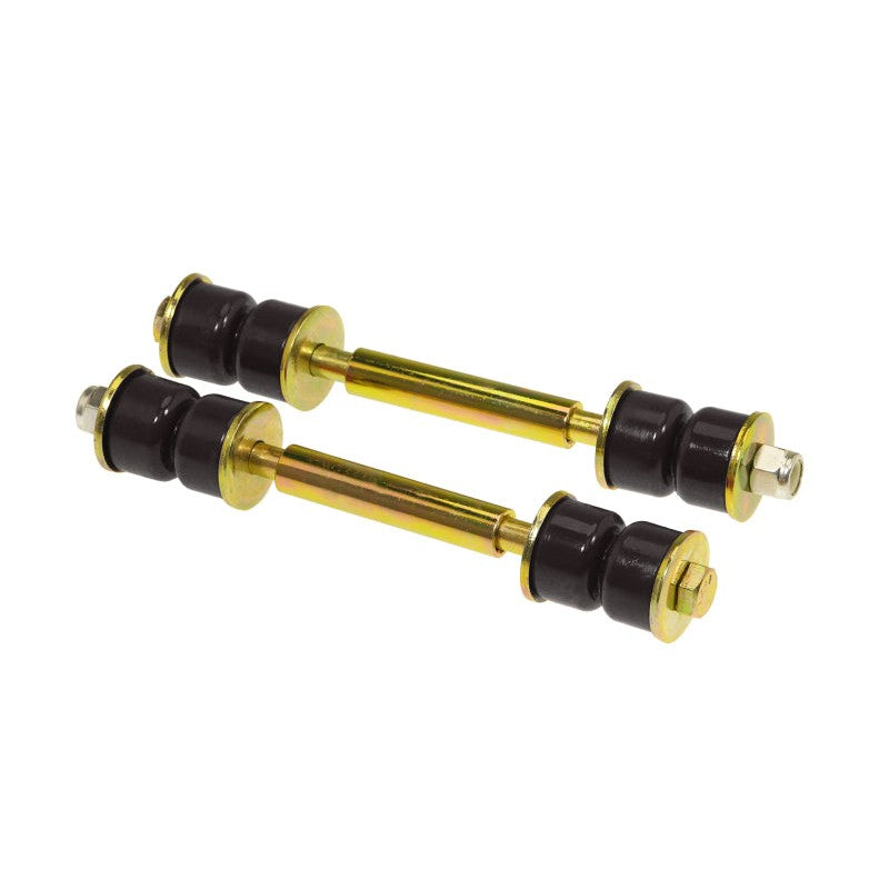 Prothane black polyurethane sway bar end link set with 4.5-inch mounting hardware and spacers.