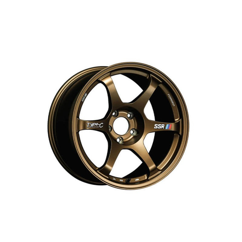 SSR Type-C Forged 18x9.5 wheel with a six-spoke design in Racing Bronze finish