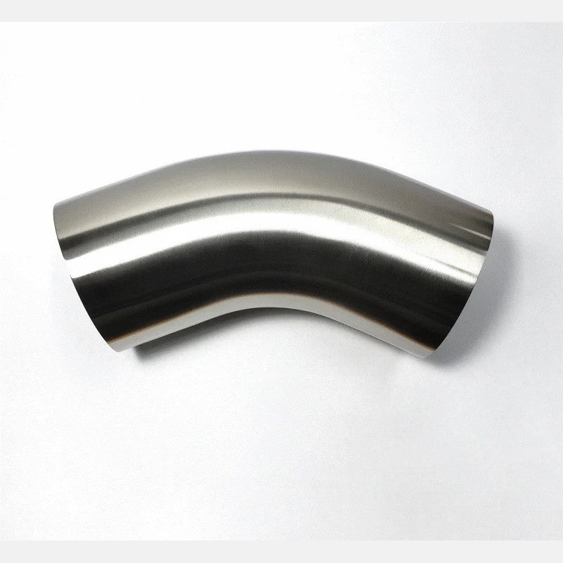 Stainless Bros 3.5 inch 45 degree mandrel bend with straight legs and 16 gauge wall thickness