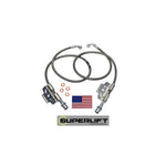 Superlift Bullet Proof braided stainless steel brake hoses with Kevlar bladder and crush washers.