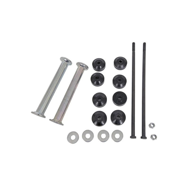 Pair of Superlift extended front sway bar links with bushings and mounting sleeves for 4-inch lifted Ford trucks.