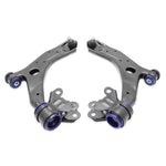 SuperPro TRC1051 front lower control arm pair with pre-installed blue polyurethane bushings and new ball joints