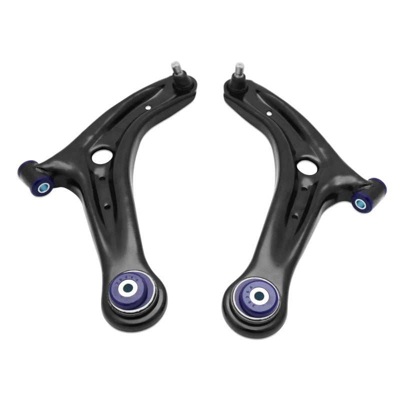 SuperPro TRC1048 front lower control arm set with pre-installed bushings for 2014-2019 Ford Fiesta ST.