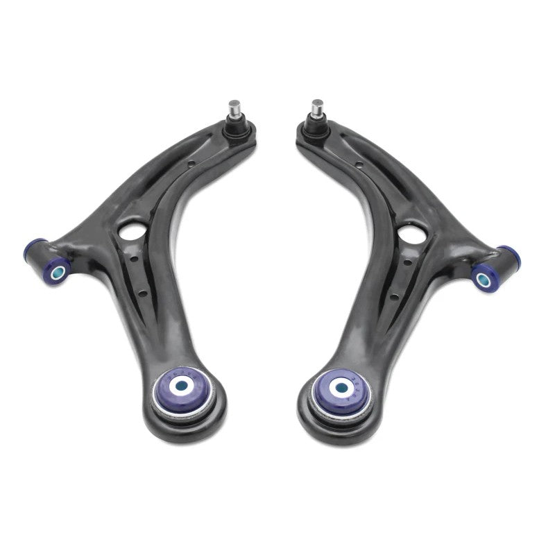SuperPro TRC1046 front lower control arm set with pre-installed bushings and ball joints for Ford Fiesta ST.