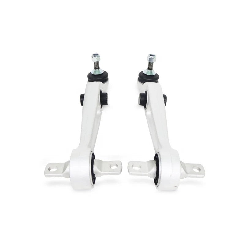 SuperPro ALOY0023K front lower control arm set with pre-installed rubber bushings for Tesla Model 3 and Model Y.