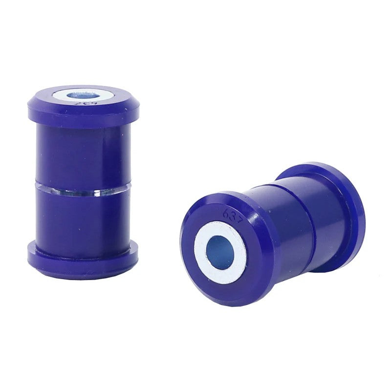 SuperPro SPF0637K blue polyurethane front lower inner forward control arm bushings for Volvo 240 and 260 series.