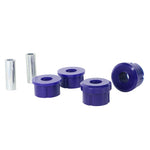 SuperPro SPF1650K blue polyurethane front lower inner forward control arm bushing kit with steel crush tubes.