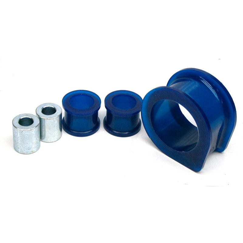 SuperPro blue polyurethane 50mm front steering rack and pinion mount bushing set.