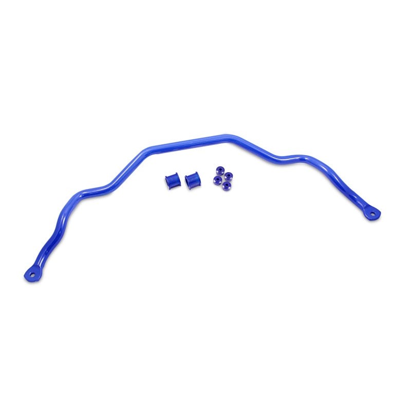 SuperPro RC0048F-30 heavy-duty 30mm front sway bar with blue powder coat finish and mounting hardware.
