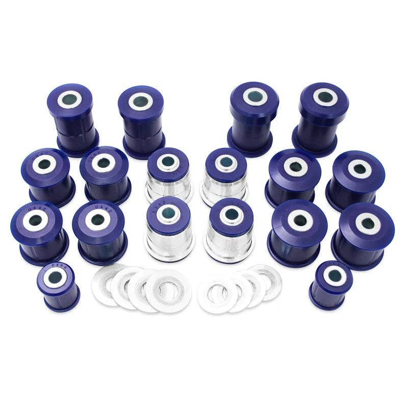 SuperPro KIT238K polyurethane master vehicle bushing kit for front and rear suspension.
