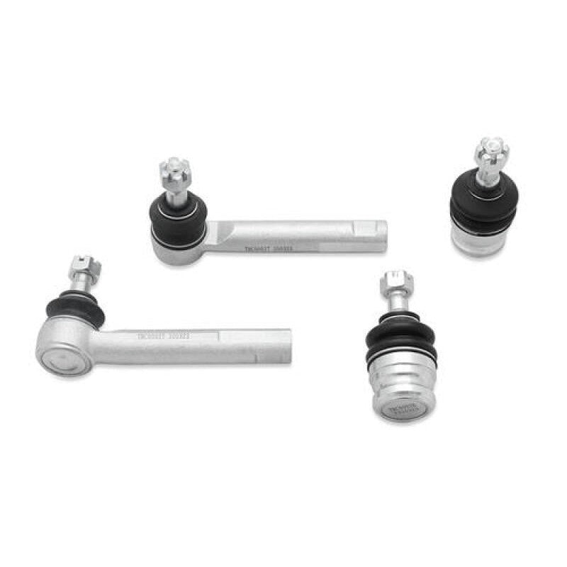 SuperPro TRC0002 kit featuring two front ball joints and two outer tie rod ends for Subaru suspension correction.
