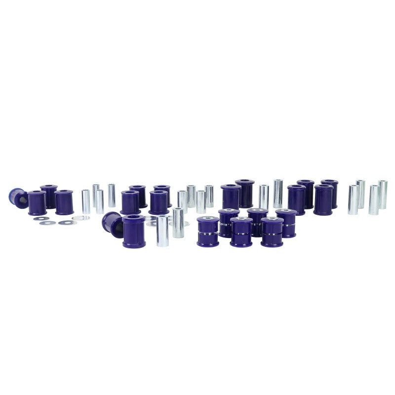 SuperPro KIT131NBK polyurethane suspension bushing kit for 1999-2005 Mazda Miata front and rear control arms.