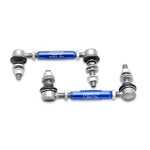 SuperPro TRC1285L front heavy-duty adjustable sway bar end links with silver alloy bodies and ball joint ends