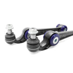 SuperPro TRC1055 front lower control arm set featuring pre-installed polyurethane bushings and new ball joints.