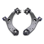 SuperPro TRC1050 front lower control arm set with pre-installed bushings and ball joints.