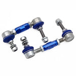 SuperPro TRC1045L heavy duty adjustable rear sway bar end links with silver alloy bodies and 10mm ball joint studs.
