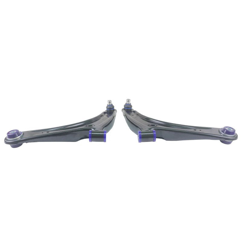 SuperPro TRC1023 front lower control arm set with pre-installed polyurethane bushings and ball joints