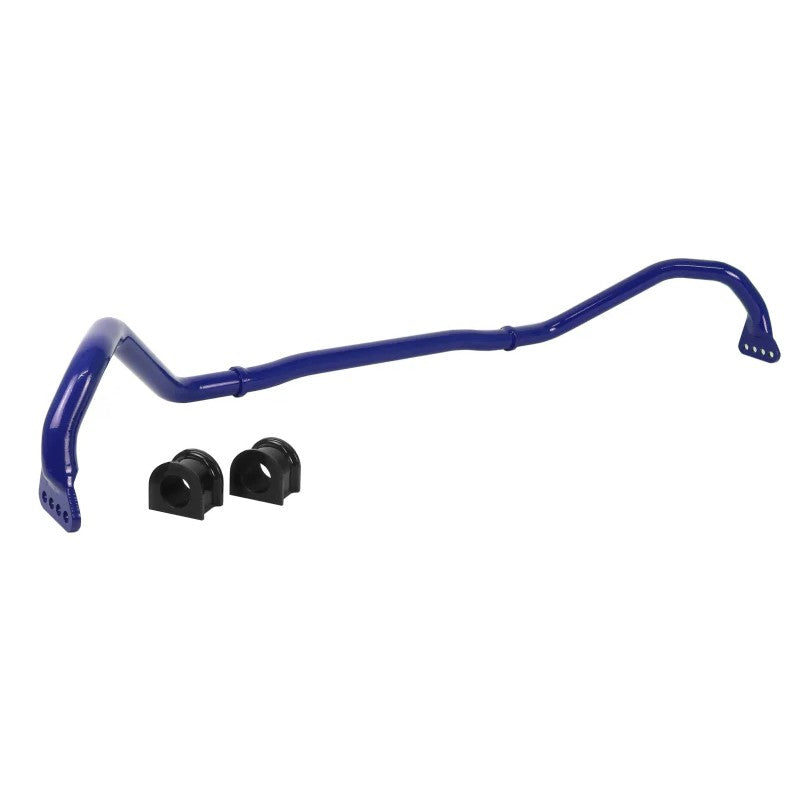 Blue powder-coated SuperPro 30mm 4-position adjustable front sway bar for Chevrolet Caprice and Pontiac G8.