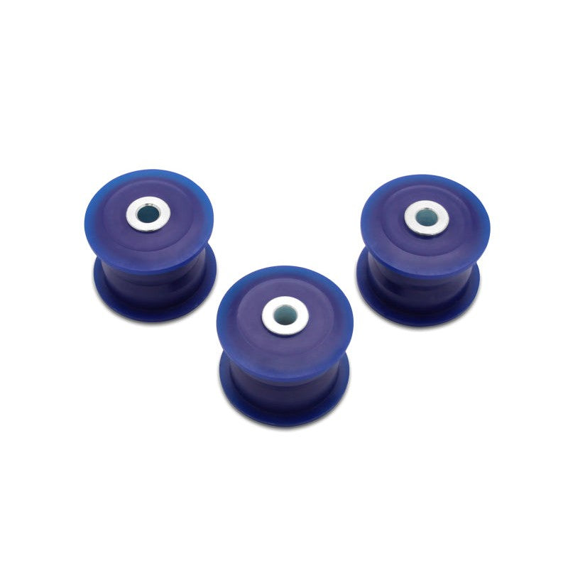 Blue polyurethane rear differential-to-subframe mounting bushings for SuperPro kit SPF2869K.