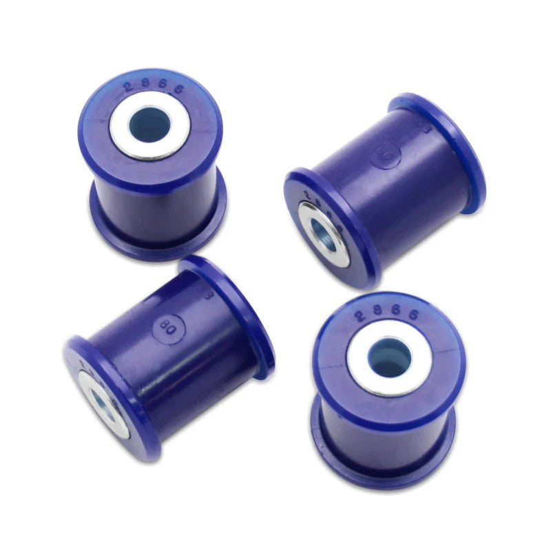 Four-piece SuperPro polyurethane rear trailing arm bushing kit for 2008-2017 Chevrolet and Pontiac.
