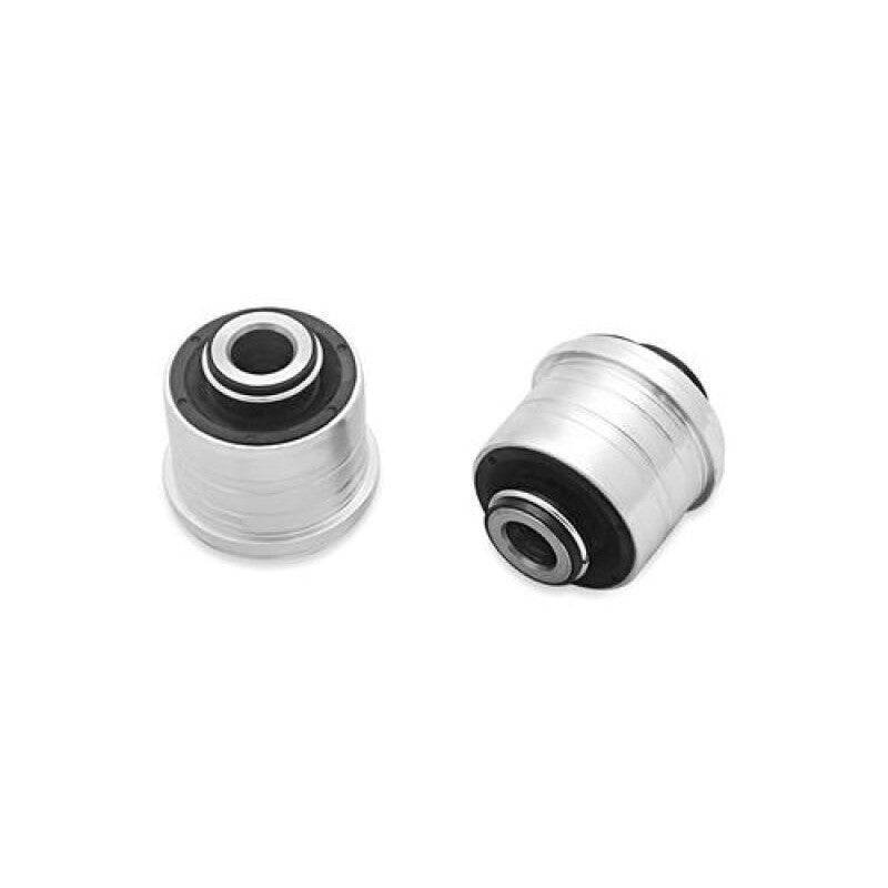 SuperPro SPF5707K rear upper control arm heim joint set with polyurethane bushings and steel sleeves.