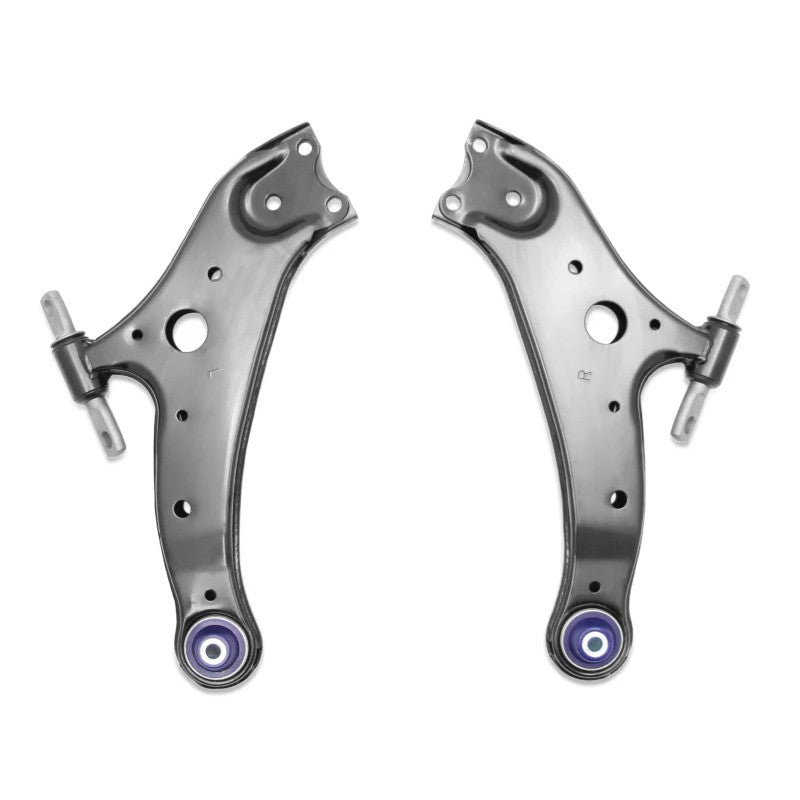 SuperPro TRC1054 front lower control arm pair with pre-installed polyurethane bushings.