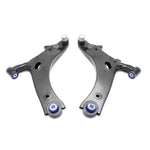 SuperPro TRC1038 front lower control arm set with pre-installed bushings and ball joints.