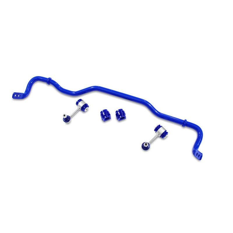 SuperPro blue 24mm adjustable rear sway bar with TRC4300 heavy-duty extended end links and mounting bushings.