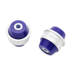 SuperPro SPF4195K rear trailing arm forward bushing kit featuring blue polyurethane bushings and metal sleeves