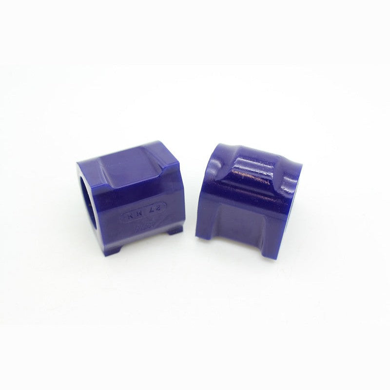 SuperPro SPF4396-27K blue polyurethane front 27mm sway bar mount bushings.