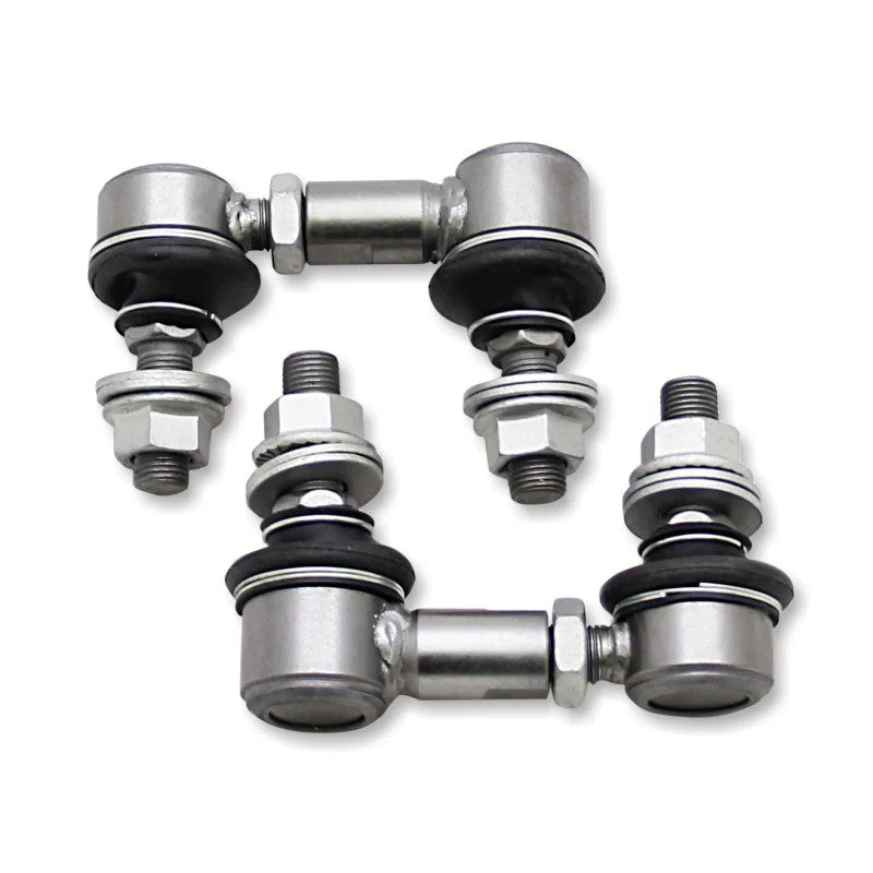 SuperPro TRC1225 heavy duty adjustable sway bar end links with 12mm studs and silver 6060-T5 alloy bodies