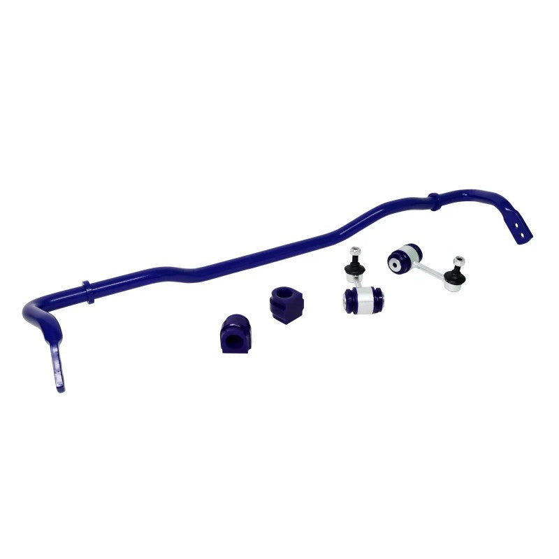 SuperPro 24mm blue adjustable rear sway bar with heavy-duty end links and bushings for 2022-2026 Audi S3 and VW Golf R.