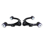 Pair of SuperPro front upper control arms with pre-installed polyurethane bushings and uprated ball joints.